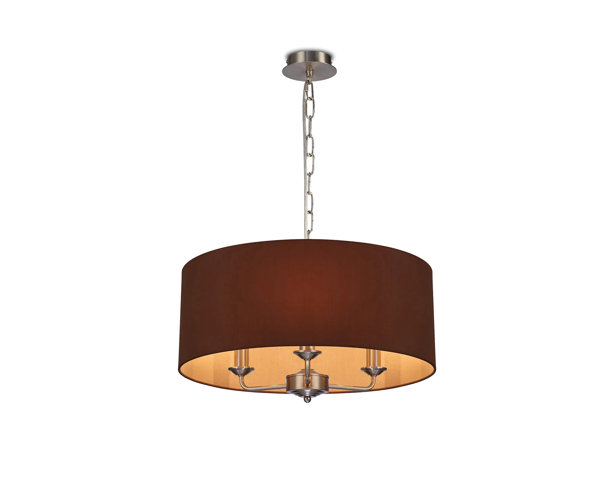 DK0077  Banyan 50cm 3 Light Pendant Satin Nickel; Raw Cocoa/Grecian Bronze